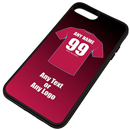Personalised Gift - Villa iPhone 7/8 Case (Black, Football Club Design Theme) - Any Name/Message on Your Unique - Apple TPU - Villans Lions Claret Blue AVFC