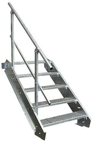 Escalier en acier avec garde-fou d’un seul côté, escalier d’extérieur solide, escalier stable pour le secteur industriel avec accessoires