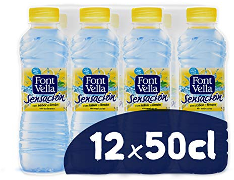Font Vella Sensación, Agua Mineral Natural con Sabor Limón, 12 x 50cl