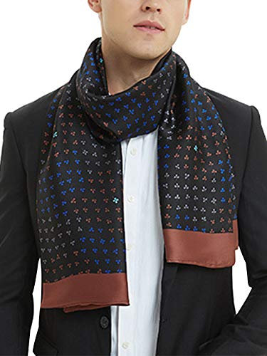 WANYING Dünn Herrenschal für Herbst Frühjahr aus Kunstseide Viskose Casual Business Gentlemen 30 * 170cm - Vierblättriges Kleeblatt Schwarz