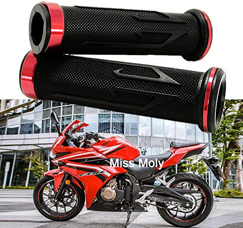 7/8 Motorrad Handgriffe, Aluminium Motorrad Gummigriffe für CBR Shadow Ninja GSXR YZF (Rot)