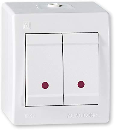 ALING-CONEL Aufputz Serienschalter mit Glimmlampe (Wippschalter) 10AX/250V~ / IP 44 - Weiß