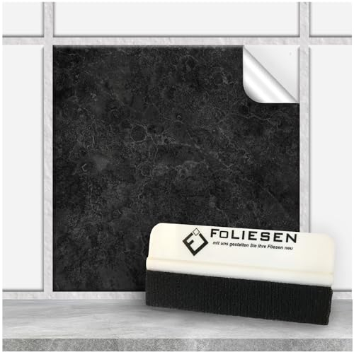 FoLIESEN Fliesenaufkleber 20x20 cm für Bad, Küche, Badezimmer - Fliesen-Folie selbstklebend - 50 Klebefliesen + Rakel, .:Fontanella - 20x20 cm