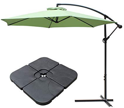 All Seasons Gazebos Ross James premium garden parasol umbrella with crank handle including base weight (Green)