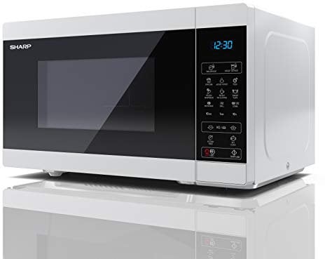 SHARP YC-MG81U-W 28 Litre 900W Digital Microwave with 1100W Grill, 11 power levels, ECO Mode, defrost function, LED cavity light - White