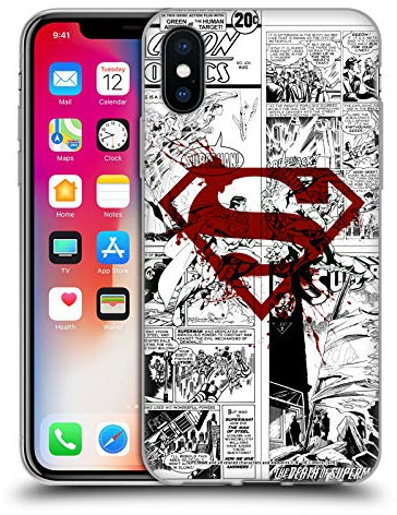 Head Case Designs Offizielle Superman DC Comics Roter Logo Verspritzt Comic Kunst Gel Handyhülle Hülle [Militärischer Schutzgrad] Kompatibel mit Apple iPhone X/iPhone XS
