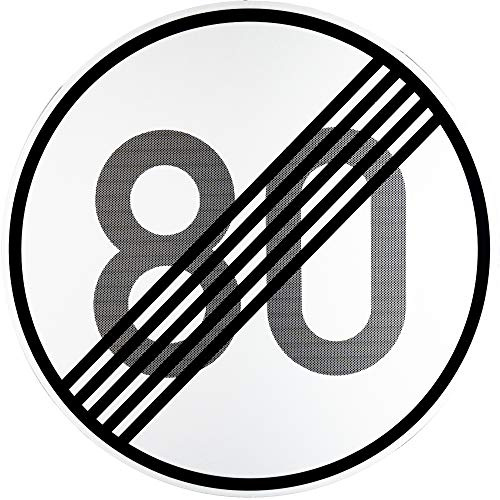 ORIGINAL Verkehrszeichen 278-80 * Ende der zulässigen Höchstgeschwindigkeit 80 km/h * Verkehrsschild Schild Schilder Strassenschild StVO Verbotsschild Straßenzeichen mit RAL Gütezeichen 600 mm 60 cm