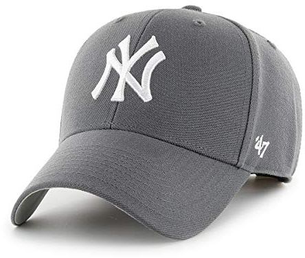 '47 MLB New York Yankees MVP Unisex-Baseballkappe, Verstellbar, Hochwertiges Design und Verarbeitung, White Logo, Charcoal