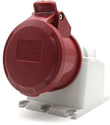 DOJA Industrial | BASE MURAL 380 - IP44 | 32A 3P+N+T 5 Polos Enchufe Industrial Trifasico | 5 Pines Base Empotrable Clavija Schuko | Base Cetac Hembra Enchufe | Enchufe Caravana, Conector Camping