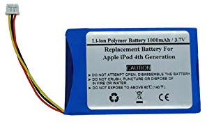 3.7V 1000mAh Akku Ersatz für Apple iPod 4. Generation, 616-0183, 616-0206, 616-0215, AW4701218074, ICP0534500