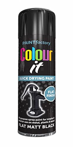 Classic Signature 1 x All Purpose Flat Black Matt Aerosol Spray Paint 250ml / 1x pair of Disposable Gloves Quick Drying Spray,Fast Dry and Excellent Coverage for Wood, Metal, Plastic and more
