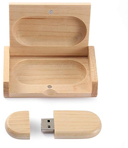 HOZYALE USB Stick Holz USB 2.0 Flash Laufwerk 32GB Datenstick Speicherstick Oval Memory Stick mit Holzbox