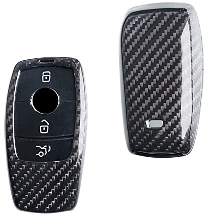 ontto Kohlefaser Autoschlüssel Hülle Cover Passt für Mercede A C E S G Klasse CLA GLA GLE GLC GLK AMG W177 W211 2017-2021 Schlüsselanhänger Schutzhülle Schlüsselcover Schutzhülle 3/4 Tasten-Schwarz