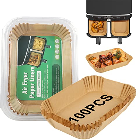 100PCS Air Fryer Liners, ProChosen 8.7 Inch Parchment Paper Disposable Air Fryer Paper Liners Rectangle Nonstick Air Fryer Basket Baking Paper Basket Accessories for Ninja Dual Fryer Microwave Oven