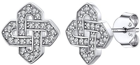 Silvora Orecchini con nodo celtico in argento 925 chiodo orecchio, pulce vichingo ragazza gioielli regalo feetes de meres mamma fidanzata