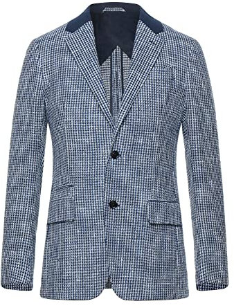 Cdkoke Herren Hahnentritt Blazer Zwei Knöpfe für Bräutigam Aktivität Jacke