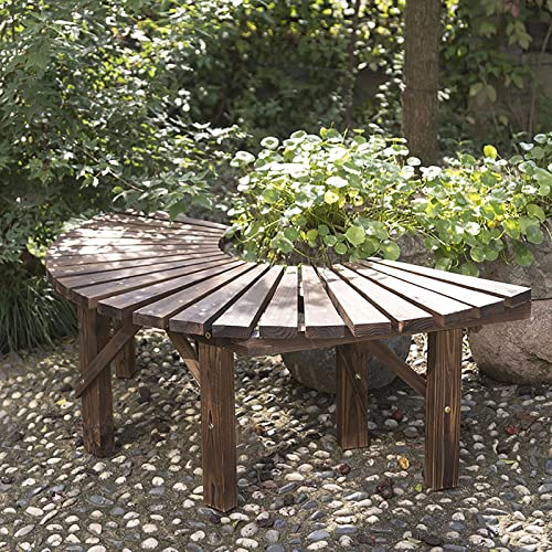 Gebogene Feuerstellenbank aus Holz, Gartenbank Sitzbank, Halbrunde Baumbank, Rückenfreie Feuerstellenbänke, 300 Kg Belastbar, Kann Gespleißt Werden, Wetterfest, für Park Yard Patio Deck Rasen