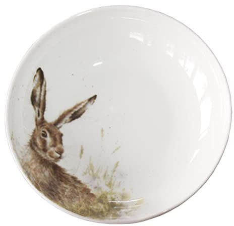 Wrendale Designs Porzellan Pasta- & Suppenteller Hase ca 22cm D Royal Worcester tiefer Suppen-Teller mit Feld-Hase Motiv von der britischen Künstlerin Hannah Dale zum Essen servieren & als Geschenk
