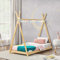 [en.casa] Kinderbett Vimpeli 70 x 140 cm Tipi Bett mit Lattenrost Kleinkindbett Bambus Zelt Spielbett Kinderzimmer