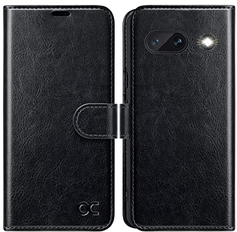 OCASE Coque Google Pixel 7A, Antichoc TPU Housse Google 7A Cuir PU Portefeuille Etui [RFID Blocage] [Fentes pour Cartes] [Béquille] Coque pour Pixel 7A (6,1 Pouces) - Noir