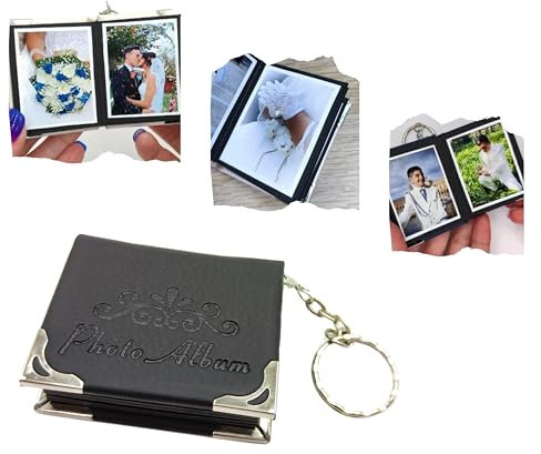 Porte-clés Personnalisé avec Photos, Cadeau de Communion, Mariage, Amis, Album Photo Traditionnel, Autocollant (Noir)