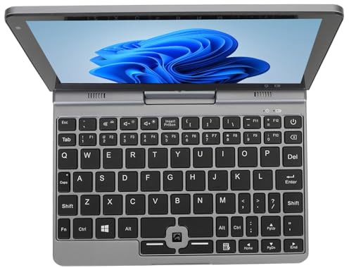 Airshi Mini Laptop, Computer Portatile da 8 Pollici con CPU Quad Core da 3,40 GHz, Tastiera QWERTY Touch a 10 Punti per la Scuola (Spina Europea 12G+256)