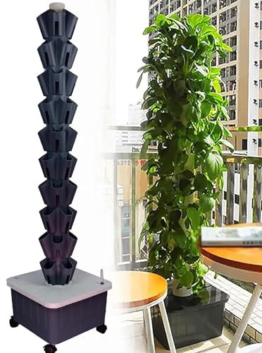 MaxtiL Kit idroponico Verticale, Sistema di Coltivazione idroponica, Torre da Giardino a 12 Piani, Realizzato in Materiale PVC-U per Uso Alimentare, per Giardinaggio Interno ed Esterno, Coltivazione