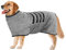 Hundebademantel Bademantel, Moseem Grau Bademantel Hund aus Mikrofaser,Hunde Handtuch mit Verstellbarem Riemen,Haustier Bademantel mit Klettverschluss, für Große Mittel und Kleine Hunde(XL)
