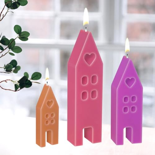 Silikonformen Gießformen, 3er Silikonform Ostern, Silikonformen Gießformen Haus mit Fenster, GießFormen Kerzen, Silikonform Frühling für Romantisches Candle Light Dinner,JubiläUm,Fest