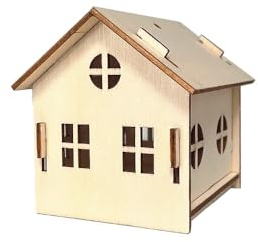 Ideen mit Herz Casa decorativa de madera natural | Casas en miniatura para colgar | para velas LED | 7,3 cm x 8,4 cm x 7,8 cm