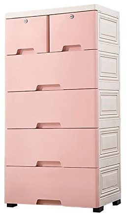 vinnyooc Cassettiere Di Stoccaggio 50x35x102cm Torre Di Stoccaggio In Plastica Comodino In Plastica Cassettiera Pensile Organizer Comodino Cassetto Portaoggetti Con 6 Cassetti 4 Ruote (Rosa)