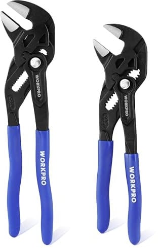 WORKPRO Zangenschlüssel-Set 2-teilig, 180mm & 255mm, Rillengelenkzange ohne Zähne, Hochwertiger Cr-V-Stahl, Paralleles Backendesign mit Doppelten Arbeitssparenden Griffen