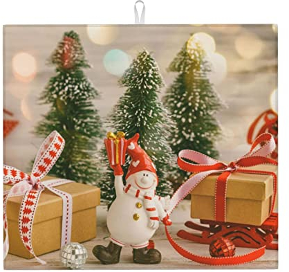 Dish Drying Mat 41x46cm, Xmas Decoration Dish Drainer Mat Microfiber Drainer Mat Durable Dish Dryer Pad, For Bowls, Beer Glass, Dish Kitchenware