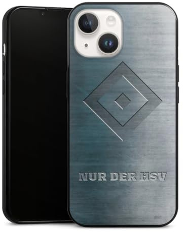 Slim Case extra dünn kompatibel mit Apple iPhone 14 Silikon Handyhülle schwarz Hülle HSV Hamburger SV Metallic Look
