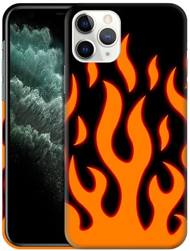 GlamCase for iPhone 11 Pro Max, iPhone 11 Pro Max Case - Glowing Orange Flames Design Printed Slim & Sleek Cute Plastic Hard Snap on Protective Designer Back Case/Cover for iPhone 11 Pro Max