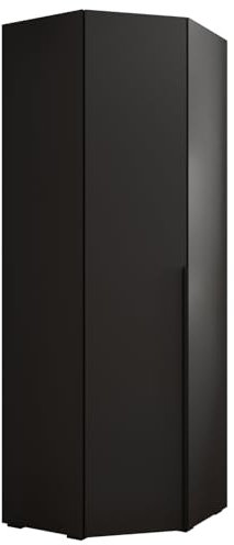ABIKSMEBLE Inova 1 Guardaroba ad Angolo - Guardaroba con Ripiani e Barre - Mobile Portaoggetti - per Camera da Letto, Stanza dei Ragazzi, Ingresso - 236,7x81,7x47cm - Nero, Nero