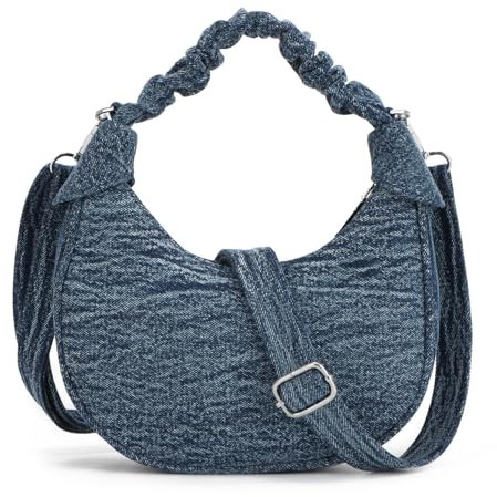 EVEOUT Denim Umhängetaschen Vintage Denim Halbmond Tasche Schultertaschen Jeans Handtaschen mit Riemen