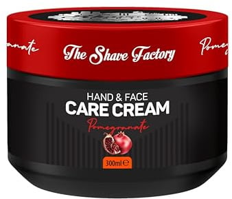 THE SHAVE FACTORY Hand- und Gesichtscreme – Granatapfel 300ML – Tiefenwirksame Feuchtigkeit & Pflege – Schnell Einziehende, Nicht Fettende Formel – Tägliche Pflege für Trockene & Empfindliche Haut