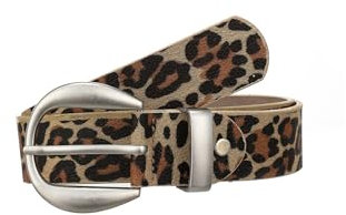 Leslii Damen Gürtel Leo 3cm Animal Print Muster-Gürtel Beige Braun Größe 95