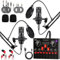 Paquete de equipos de podcast para 2, interfaz de audio con micrófono cardioide BM800 para jugadores y mezclador de DJ todo en uno, perfecto para transmisión en vivo, canto, YouTube