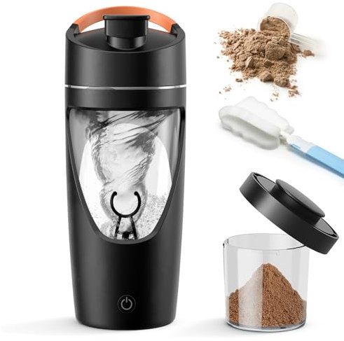 SOARFLY shaker electrique 700ml, shaker proteine rechargeable USB C, shaker électrique avec compartiment à poudre, sans BPA (noir)