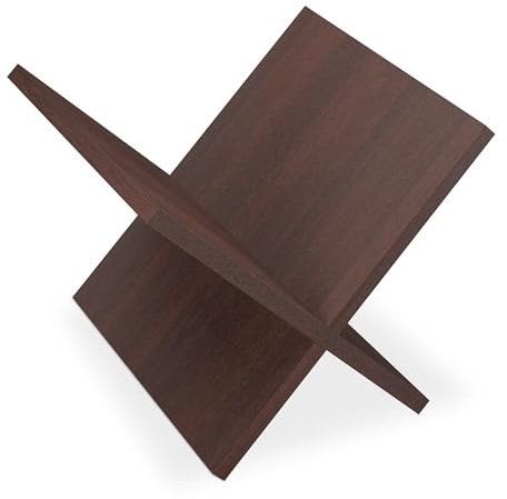 Relaxdays Zeitungsständer Walnussholz, Wohnzimmmer X-Form, Magazinhalter modern, HxBxT: ca. 25,5x32x29 cm, dunkelbraun