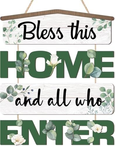 TOARTi 4Pcs Bless This Home Wall Art Welcome Sign House Warming Gift