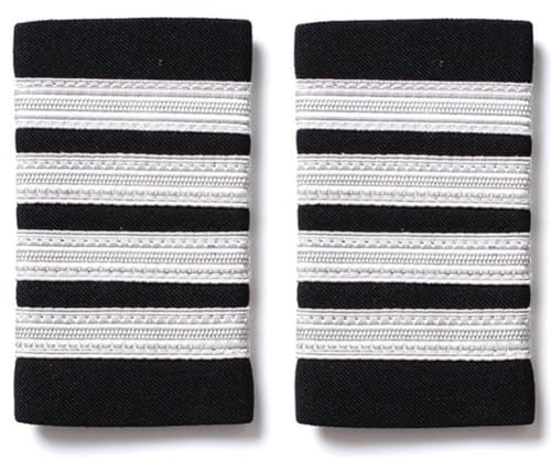 HiyyFloy Epauletten Für Pilotenuniform Vier Weißen Streifen, Flieger-schulterabzeichen, Pilotenkleidung, Dekoration Für Piloten, Cosplay-Kleidung