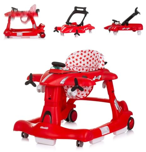 Chipolino Lauflernhilfe Airplane 3 in 1 Lauflernwagen, Musik, Schiebespielzeug rot