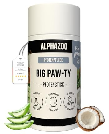 alphazoo Big Paw-ty Pfotenstick für Hunde Pfotenbalsam Pfotenpflege, 25g | Pfotenbalsam für Hundepfoten - mit Kokosöl, Sheabutter & Aloe Vera - für Winter, Streusalz, Hitze und trockene Ballen
