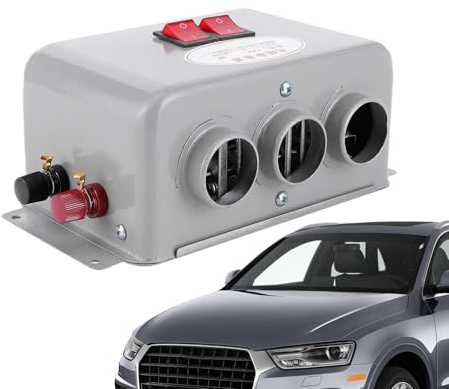 Autoheizung – Kompaktes Gerät mit 3 Heizstufen, 12 V, 24 V | Heizlüfter für Kfz-Windschutzscheibe, 24 x 24 cm, für LKW, Wohnmobil, Garage, Innenbüros