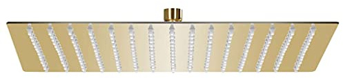 Generico Testa Doccia a Pioggia in Acciaio Inox 40x40 cm Quadrata Oro,Soffioni Doccia