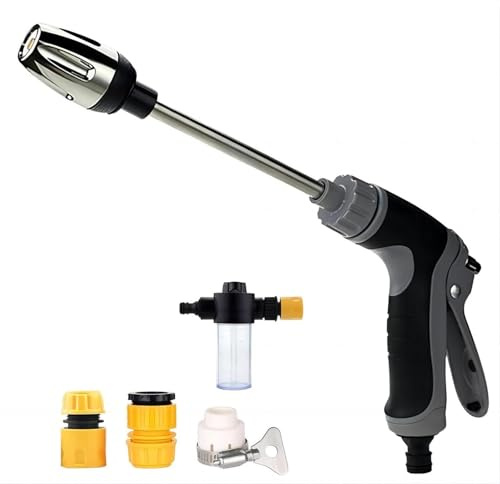 Nettoyeur Haute Pression Aquoxis，Aquoxis Pressure Washer Gun – Pistolet Puissant 15x, Buses Multi-Angles, Réglable et Universelle pour Voiture, Terrasse & Jardin