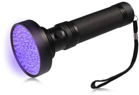 BUTIFULSIC Linterna UV 395nm de 100 LED Luz Negra Ultravioleta Portátil de Aleación de Aluminio para Geocaching y Uso Forense